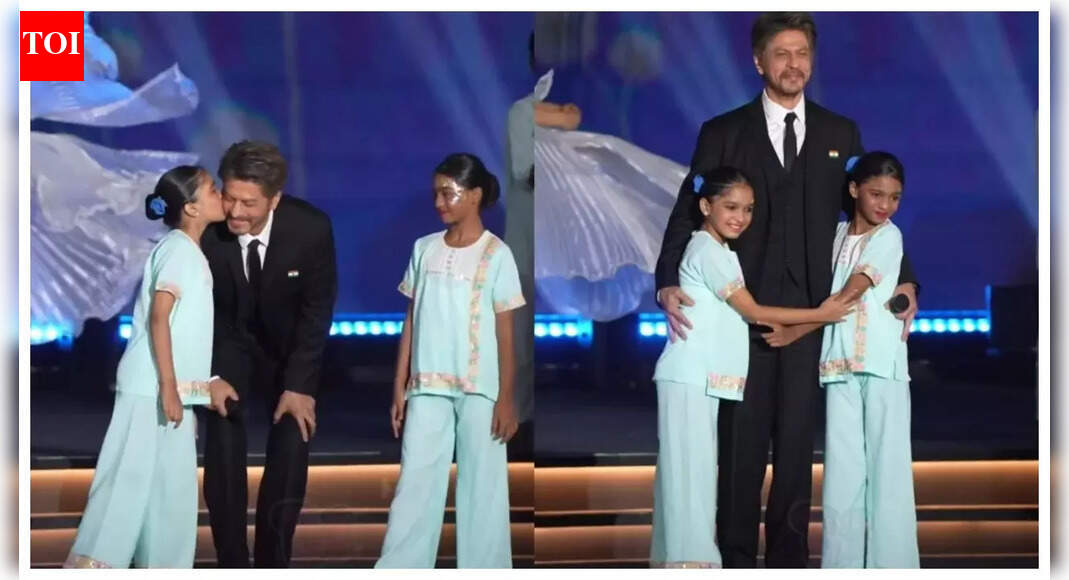 Shah Rukh Khan’s cute moment with his young fans from the Global Peace Honours 2025 stage goes viral – Watch
