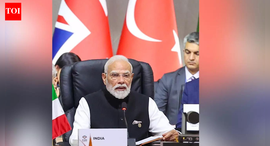 PM Modi at G20 NEW DELHI: PM Narendra Modi Saturday proposed a G20 Critical Minerals Circularity Initiative, saying for global growth, sustainability and clean energy are essential, and critical minerals have a huge role to play.“Under this, innovations such as re-cycling, urban mining and second-life batteries can be promoted,” said Modi, addressing a G20 meeting in Johannesburg. This comes amid concerns China is leveraging its chokehold over supply of rare and critical minerals to further its strategic goals.At G20 Summit, PM Modi Proposes Global Knowledge, Skills, Health And Security Initiatives For Future“If there is investment in circularity, then dependence on primary mining will be less. This will also reduce the pressure on the supply chain, and it will also be good for nature. This initiative can support joint research, technology standards and pilot recycling facilities in the Global South,” Modi said.Resilience cannot be built in silos, stressed the PM. “The G20 should promote comprehensive strategies that combine nutrition, public health, sustainable agriculture, and disaster preparedness, to create a robust global defence,” he said.PM Modi also suggested a G20 open satellite data partnership saying India believes that the entire humanity should benefit from space technology.“This will make satellite data and analysis of space agencies of G20 countries more accessible, interoperable and usable for countries in the Global South,” he said.End of ArticleFollow Us On Social MediaVideosTrump Says He Brokered Eight Peace Deals Including India And Pakistan During Mamdani MeetUP Gears Up For Biggest Crackdown Yet As CM Yogi Mandates Detention Hubs For Illegal ImmigrantsModi, Meloni Share Warm Laughter on G20 Sidelines in Johannesburg‘In memory of our brothers’: Russian Pilot’s Heartfelt Note For Indian Tejas Pilot After Dubai Crash’Objective Is To Destroy The Enemy’: Op Sindoor Echoes As Indian Army Vows Stronger Response to PakIndian Army Chief Reveals How A Trusted Orchestra Crushed Nine Targets in Operation Sindoor BlitzManipur Sangai Festival 2025- ThemeAt G20 Summit, PM Modi Proposes Global Knowledge, Skills, Health And Security Initiatives For FutureSangai Festival 2025 Opening CeremonyEx-VP Jagdeep Dhankhar Breaks Silence, Calls Out Narrative Traps With Cryptic Reference To His Past123PhotostoriesMorning walk vs evening walk: Which one is better for weight loss?5 easy and smart tips to make long-distance relationships workFeeling the winter blues?: 6 mind-clearing habits to try at home5 style lessons to take from Italy’s PM Giorgia MeloniHansika Motwani’s rise shows her steady mix of hard work and charmFrom Bengal to B-town, actors who found fame in Hindi filmsLaughter Chefs 3: From new jodis of Vivian Dsena-Eisha Singh, Gurmeet-Debina to Tejasswi Prakash-Karan Kundrra teaming up together: Highlights from the new season3 Ayurveda-approved fruit rules to boost digestionFrom Harman Sidhu to Danish Zehen: Indian celebrities who died in tragic road accidents7 high-protein breakfast shakes with 20g per glass123Hot PicksDelhi AQI TodayBihar Minister List 2025Bihar CM Oath CeremonyGold rate todaySilver rate todayPublic Holidays NovemberBank Holidays NovemberTop TrendingAuston Matthews InjuryKim KardashianBrittany MahomesTaylor SwiftTravis KelceChris Blake GriffithJosh Allen InjuryCharvarius WardFortnite Chapter 7 LeakedCade Cunningham