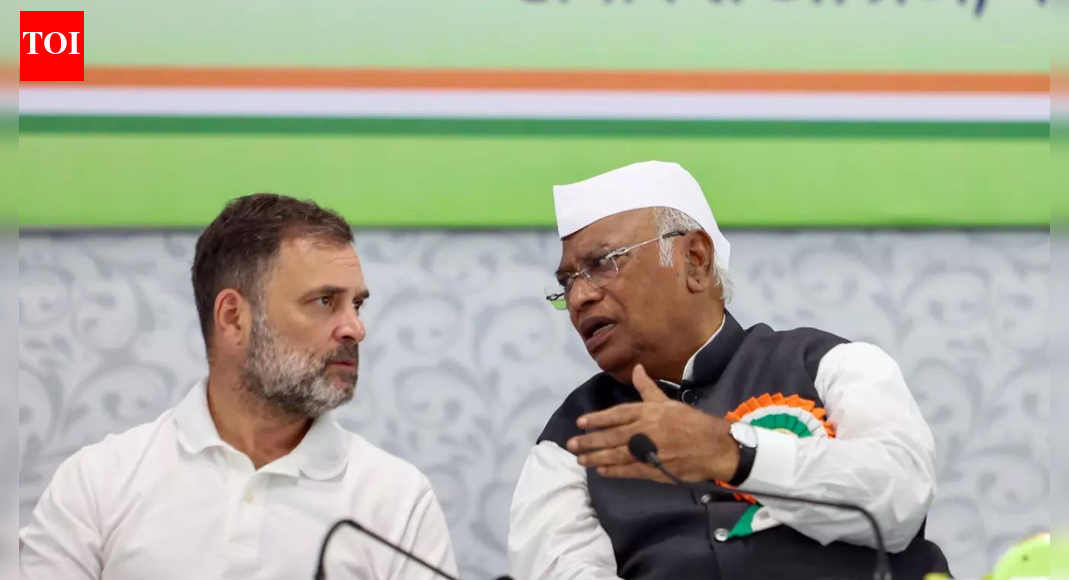 While Rahul called SIR a conspiracy and said democracy was being sacrificed to protect power, Kharge said the ‘hasty’ exercise was reminiscent of unplanned demonetisation and lockdown NEW DELHI: After the decimation in Bihar, Congress has upped the ante on “vote chori” as the issue of focus, with the brass collectively slamming SIR on Sunday as an “attempt to manipulate” voters’ lists, and packing the party schedule with protests. This has put in shade the demonstrations by Congress members in Patna who are accusing election managers of bungling ticket distribution, and the general dissenting voices seeking “introspection” on the defeat.On Sunday, Congress chief Mallikarjun Kharge and Rahul Gandhi slammed the “hasty” special intensive revision (SIR) of electoral rolls in the wake of growing cases of deaths of BLOs.Rahul said, “Chaos has been wrought upon the country in the name of SIR. Sixteen BLOs have lost their lives in three weeks. Heart attacks, stress, suicide – SIR is not a reform, it is an imposed oppression.” He said citizens were having to find their names in 22-year-old voter lists running into thousands of pages, and this was aimed at tiring out genuine voters into giving up so that “vote chori” continued unabated. “This is not a failure, it is a conspiracy; democracy is being sacrificed to protect power,” Rahul said.Kharge said the “hasty SIR” was reminiscent of unplanned “demonetisation” and “lockdown”.Congress on Sunday directed its state units to observe upcoming “samvidhan divas” on Nov 26 as “samvidhan bachao divas” over SIR. Congress has already announced a mass rally in the capital on Dec 14 to mark the culmination of its nationwide “signature campaign” against “vote chori”.Amid the unifocal agenda, the party has not moved to look at the Bihar election management after the massive defeat, an issue that is riling many within. Facing criticism are AICC in-charge Krishna Allavaru and the state brass but also the main strategists. It is felt that concern over SIR can go along with a serious relook at how the party contests elections, which could pave the way for a rethink that helps Congress in the future.The fact that Congress lost at least four elections that it was expected to win in the last couple of years has caused unrest among many who were hoping for “honest analysis” in the wake of the performance in Bihar. “How will we improve if we don’t look at our mistakes,” said a neta, who stated that airing dissenting opinions was not going to matter anymore.The review meeting held by the top brass the day after the Bihar results blamed “electoral irregularities” for the disastrous outcome – viewed as the reason why not many dissenting voices have come out barring those given in the immediate wake of the defeat. “We don’t think anyone at the AICC even took note of those demonstrations in Patna,” a key party manager said.End of ArticleFollow Us On Social MediaVideosJustice Surya Kant, Known For Article 370 Ruling And Pegasus Scrutiny, Takes Oath As India’s New CJI’We May Have Run Away!’: Cyril Ramaphosa’s Joke To PM Modi on Hosting G20 Summit Sparks LaughterHow AQ Khan Became ‘Merchant Of Death’ And Triggered Musharraf’s Outrage, Reveals Ex CIA OperativeIndia, Canada Restart Trade Talks, Aim For -Bn Trade By 2030 As Pm Modi Meets Mark CarneyIndia, Italy Launch Joint Initiative To Counter Terror Financing As PM Modi Meets MeloniPiyush Goyal Meets PM Netanyahu, President Herzog As India-Israel FTA Talks Gain Momentum‘Sindh May Return To India Again’: Rajnath Singh’s Big Remark On India-Pakistan Border’No Longer Optional’: PM Modi Calls For UNSC Reforms At IBSA Meet; Urges United Stand Against Terror‘Extensive Misinformation’: French Navy Slams Pakistan Media Report Over Op Sindoor ClaimsModi Pitches New Era Of Unified Global Response With Satellite Data And Minerals Initiative123Photostories7 interesting ways to ensure your kids eat eggsAishwarya Rai Bachchan’s approach to raising a confident daughterRoyal babies of 2025: A look at the famous Royal kidsTeaching kids: Who is a stranger? Understanding safe vs. unsafe peopleTop 7 baby names inspired by Lord ShivaHow to make Indian-style kimchi at home for a probiotic boost5 common mistakes people make on the first dateAamir Khan uses careful craft and smart scripts to build films that connectAjwain health benefits: 7 reasons to eat soaked carrom seeds every dayTop 5 Delhi markets for wedding shopping every bride must visit123Hot PicksDelhi AQI TodayBihar Minister List 2025Bihar CM Oath CeremonyGold rate todaySilver rate todayPublic Holidays NovemberBank Holidays NovemberTop TrendingNHL InjuryAuston Matthews InjuryCola Social Security PaymentsBrittany MahomesCanada Citizenship ActMichael IrvinSmriti MandhanaJosh Allen InjuryTejas CrashFortnite Chapter 7 Leaked