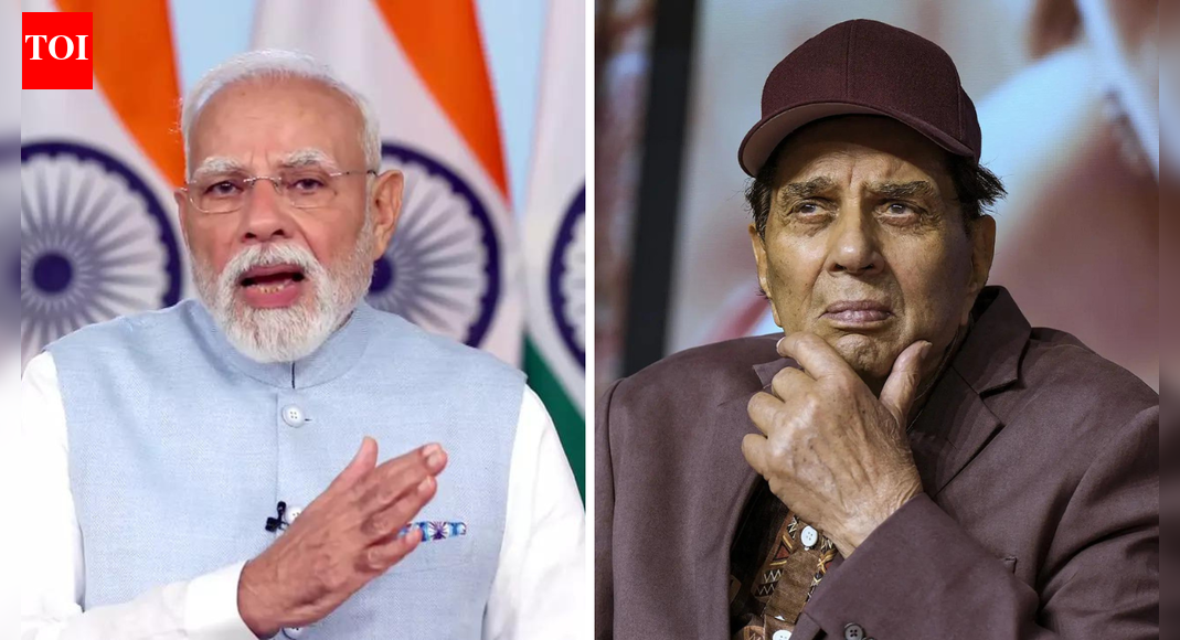 Prime Minister Narendra Modi and President Droupadi Murmu mourned the passing of veteran actor Dharmendra, hailing his “end of an era” contribution to Indian cinema. The 89-year-old actor, known as the ‘He-Man of Bollywood’, leaves behind a legacy of over 300 films and memorable performances.  NEW DELHI: Prime Minister Narendra Modi on Monday condoled the death of veteran actor Dharmendra, calling it the “end of an era” in Indian cinema.In a social media post on X, PM Modi said that Dharmendra brought charm and depth to every role he played in his films.”The passing of Dharmendra Ji marks the end of an era in Indian cinema. He was an iconic film personality, a phenomenal actor who brought charm and depth to every role he played. The manner in which he played diverse roles struck a chord with countless people,” the Prime Minister said.Dharmendra Dies At 89; Bachchans, Aamir Khan, Salman Khan Pay Final Respects”Dharmendra Ji was equally admired for his simplicity, humility and warmth. In this sad hour, my thoughts are with his family, friends and innumerable fans. Om Shanti,” he added.Meanwhile, President Droupadi Murmu also expressed grief over the actor’s death, calling it a “great loss to Indian cinema.””The demise of veteran actor and former Member of Parliament Shri Dharmendra Ji is a great loss to Indian cinema. One of the most popular actors, he delivered numerous memorable performances during his decades-long illustrious career,” the President said in a social media post on X.”As a towering figure of Indian cinema, he leaves behind a legacy which will continue to inspire young generations of artists. My heartfelt condolences to his family, friends and admirers,” the President added.Dharmendra passed away in Mumbai at the age of 89, just days before his 90th birthday. The actor was admitted to the Breach Candy Hospital earlier this month.Dharmendra, known as the ‘He-Man of Bollywood’, leaves behind an unmatched legacy spanning over six decades and 300 films.His last film will be Sriram Raghavan’s Ikkis, also starring Amitabh Bachchan’s grandson Agastya Nanda and Jaideep Ahlawat. The film is scheduled for release on December 25, 2025.About the AuthorTOI News DeskThe TOI News Desk comprises a dedicated and tireless team of journalists who operate around the clock to deliver the most current and comprehensive news and updates to the readers of The Times of India worldwide. With an unwavering commitment to excellence in journalism, our team is at the forefront of gathering, verifying, and presenting breaking news, in-depth analysis, and insightful reports on a wide range of topics. The TOI News Desk is your trusted source for staying informed and connected to the ever-evolving global landscape, ensuring that our readers are equipped with the latest developments that matter most.”Read MoreEnd of ArticleFollow Us On Social MediaVideosTejas Crash: HAL Issues Clarification As Court Of Inquiry Probes Wing Commander Namansh Syal’s DeathDelhi Air Pollution Protest At India Gate Turns Violent Amid ‘Madvi Hidma Amar Rahe’ SlogansRajnath Singh’s Sindh Comment Sparks Pakistan Fury As Islamabad Labels India ‘Expansionist’ AgainINS Mahe Commissioned As Indian Navy’s New Aatmanirbhar Submarine Killer For Stronger Coastal ShieldSuicide Bombers Storm Pakistan’s FC Headquarters In Peshawar As Explosions Rock High-Security ZoneJustice Surya Kant, Known For Article 370 Ruling And Pegasus Scrutiny, Takes Oath As India’s New CJI’We May Have Run Away!’: Cyril Ramaphosa’s Joke To PM Modi on Hosting G20 Summit Sparks LaughterHow AQ Khan Became ‘Merchant Of Death’ And Triggered Musharraf’s Outrage, Reveals Ex CIA OperativeIndia, Canada Restart Trade Talks, Aim For -Bn Trade By 2030 As Pm Modi Meets Mark CarneyIndia, Italy Launch Joint Initiative To Counter Terror Financing As PM Modi Meets Meloni123PhotostoriesSticking out: 8 animals with incredibly long tonguesAkshay Kumar’s discipline and fitness lessons for childrenSadhguru reveals how many times you must chew each bite for better digestionRemembering Dharmendra: Pall of gloom descends on Mumbai’s Sunny Villa, last rites performed at Vile Parle crematorium; celebrities, fans pay tributesWork picks up on Rs 621 crore Anna Salai flyover in Chennai as spans arrive10 phrases that can calm down an angry child10 Yoga poses to help kids concentrate better6 smart ways to use ginger without affecting gut healthKyunki Saas Bhi Kabhi Bahu Thi fame Sandeep Baswana and Ashlesha Sawant marry after 23 years of living together; share dreamy wedding photosOnce Akshay Kumar, late Irrfan Khan, Manoj Bajpayee’s co-star, THIS actor lost everything and was forced to work as a watchman123Hot PicksDelhi AQI TodayNew Labour CodeChennai rainGold rate todaySilver rate todayPublic Holidays NovemberBank Holidays NovemberTop TrendingNew Labour LawsAuston Matthews InjuryCola Social Security PaymentsBrittany MahomesCanada Citizenship ActDelhi ProtestSmriti Mandhana WeddingJosh Allen InjuryRama Raju MantenaFortnite Chapter 7 Leaked