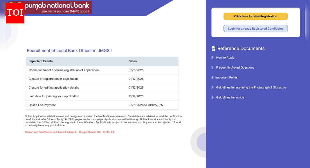 PNB LBO recruitment 2025: Registration deadline for 750 vacancies extended, apply online by this date