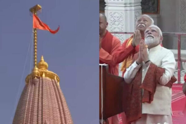 Watch: PM Narendra Modi hoists saffron Dharma Dhwaj atop Ayodhya’s Ram Mandir