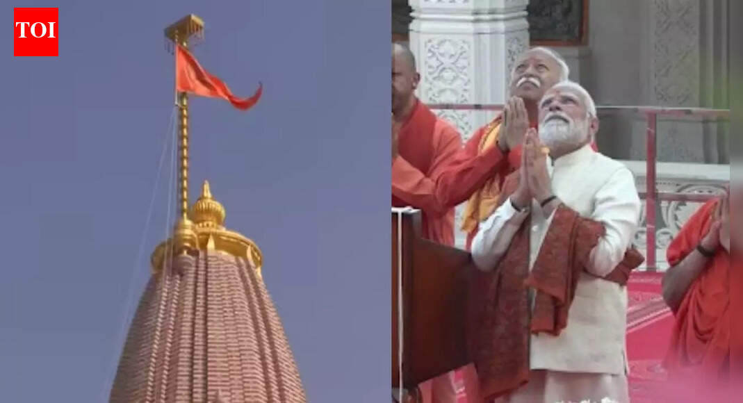 Watch: PM Narendra Modi hoists saffron Dharma Dhwaj atop Ayodhya’s Ram Mandir