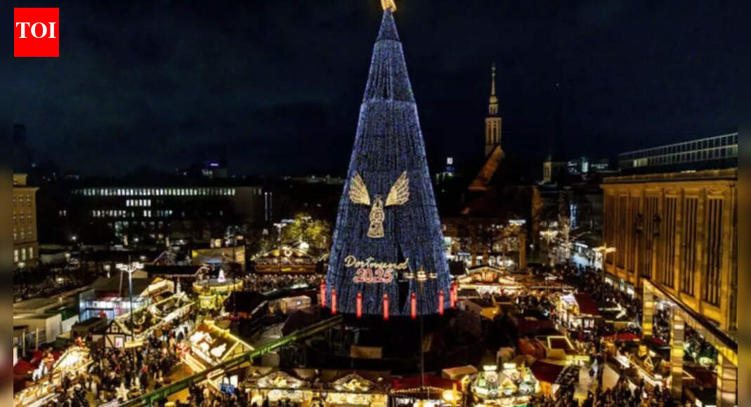 Germany’s giant Christmas tree lit in Dortmund: Built from 1,200 spruces, touted as world’s largest — video