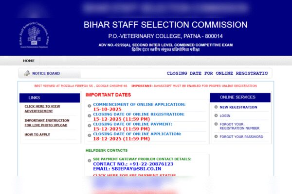BSSC Inter Level recruitment 2025: Registration deadline for 23,175 vacancies extended; apply online by this date