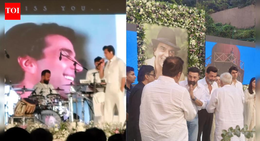 Dharmendra’s prayer meet: Sonu Nigam pays soulful tribute, singers perform devotional bhajans to honour the ‘Ikkis’ star