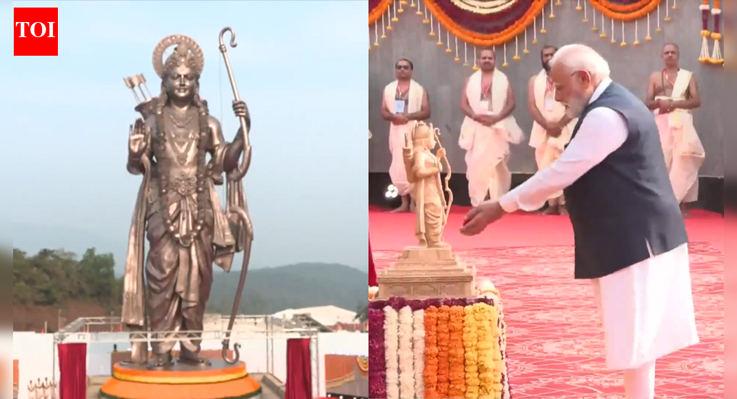 Prime Minister Narendra Modi unveiled a 77-foot bronze statue of Lord Ram in Goa during the 550th-year celebrations of Shree Samsthan Gokarn Partagali Jeevottam Math. Earlier, he visited Udupi, Karnataka, offering prayers at Sri Krishna Matha and participating in a mass recitation of the Srimad Bhagavad Gita.  NEW DELHI: Prime Minister Narendra Modi on Friday unveiled a 77-foot bronze statue of Lord Ram at Shree Samsthan Gokarn Partagali Jeevottam Math in Goa during the ‘Sardha Panchashatamanotsava’, marking the 550th year of the Math. He also inaugurated the Ramayana Theme Park Garden developed on the premises, released a special postal stamp and a commemorative coin, and addressed the gathering.Earlier in the day, the Prime Minister visited Udupi in Karnataka where he offered prayers at Sri Krishna Matha and joined the Laksha Kantha Gita Parayana, a mass recitation of the Srimad Bhagavad Gita by around 100,000 participants including students, monks and scholars.He also inaugurated the Suvarna Teertha Mantapa and dedicated the Kanaka Kavacha for the Kanakana Kindi, a window revered as the site where saint Kanakadasa is believed to have had darshan of Bhagwan Krishna.Sri Krishna Matha, established over 800 years ago by Sri Madhvacharya, is one of the central institutions of the Dvaita Vedanta tradition. Later, PM Modi travelled to Goa where he participated in the 550th-year celebrations of Shree Samsthan Gokarn Partagali Jeevottam Math, considered the first Gowd Saraswat Brahmin Vaishnava Math, founded in the 13th century and rooted in the Dvaita order.About the AuthorTOI News DeskThe TOI News Desk comprises a dedicated and tireless team of journalists who operate around the clock to deliver the most current and comprehensive news and updates to the readers of The Times of India worldwide. With an unwavering commitment to excellence in journalism, our team is at the forefront of gathering, verifying, and presenting breaking news, in-depth analysis, and insightful reports on a wide range of topics. The TOI News Desk is your trusted source for staying informed and connected to the ever-evolving global landscape, ensuring that our readers are equipped with the latest developments that matter most.”Read MoreEnd of ArticleFollow Us On Social MediaVideosGoldy Dhillon Gang Member Arrested In Delhi For Kapil Sharma’s Kap’s Cafe Shootings Across CanadaIndia Sends A Strong Warning: Rajnath Singh Says Sovereignty And Security Will Never Be NegotiableCongress, BJP Face Off Over Kumar Ketkar’s Controversial Remark CIA, Mossad Helped Modi Win in 2014Tejas Is The Safest, Says HAL Chief, Rejecting All Concerns After Dramatic Dubai Air Show AccidentPakistan Army General Warns Of Hybrid-To-Full War As Pakistan Reshapes Military Power Under MunirPakistan Erupts As Imran Khan’s Son Claims ‘No Proof Of Life’ Amid CM Afridi’s Jail-Side Protest’Darkest Times’: Imran Khan’s Sister Calls Out Pakistan Govt, Compares Asim Munir To Adolf HitlerIndia Must Prepare For Violent Future As CDS Chauhan Says Even One Failure Could Prove CatastrophicIndia Is a Key Ally, Cyprus Assures Strong Push to Finalise India–EU FTA TalksImran Khan Health Rumour: PTI Holds Sit In Outside Adiala Jail, KP CM Sohail Afridi Stages Protest123Photostories‘Tere Ishq Mei’ promotions: Turn up the sass this shaadi season with Kriti Sanon’s ‘Mukti’-inspired traditional looksKonkona Sen Sharma radiates timeless grace and powerful screen presenceBest fruit for liver health? This everyday fruit on an empty stomach can work wondersChennai’s New Mega Curve Over Kathipara Set to Redefine Metro Ride on Phase II CorridorMercury: Exploring the Solar System’s innermost planet; 7 fascinating facts!Bengaluru’s New AC Buses on NICE Road May Outrun Namma Metro on E-City–Madavara Stretch5 things not to do when buying clothes for your kidsIn Pics | Noida Airport Set for December 15 InaugurationAre you taking your supplements wrong? Common supplement mistakes that everyone is making (and how to avoid them)Your soul temple: 6 powerful temples to visit in India based on personality types123Hot PicksDelhi AQI TodayNew Labour CodeWorld NewsGold rate todaySilver rate todayPublic Holidays NovemberBank Holidays NovemberTop TrendingJayden Daniels InjuryCyclone Ditwah ImpactBengaluru techieFortnite Chapter 7 LeakedAyesha CurryFuzzy ZoellerDelhi Car Blast10 Greatest Thanksgiving Moments in NFL historyGabrielle UnionVanessa Bryant