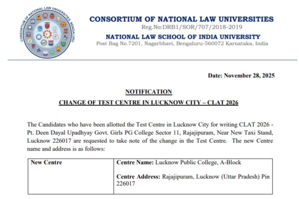 CLAT 2026 exam centre changed for Lucknow candidates: Here’s how to download revised admit cards