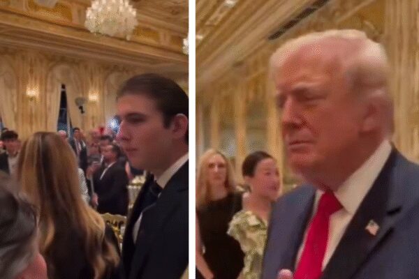 Social media reacts to Donald and Barron Trump at Mar-a-Lago in viral video: ‘Now you know why he wants a taller ballroom’