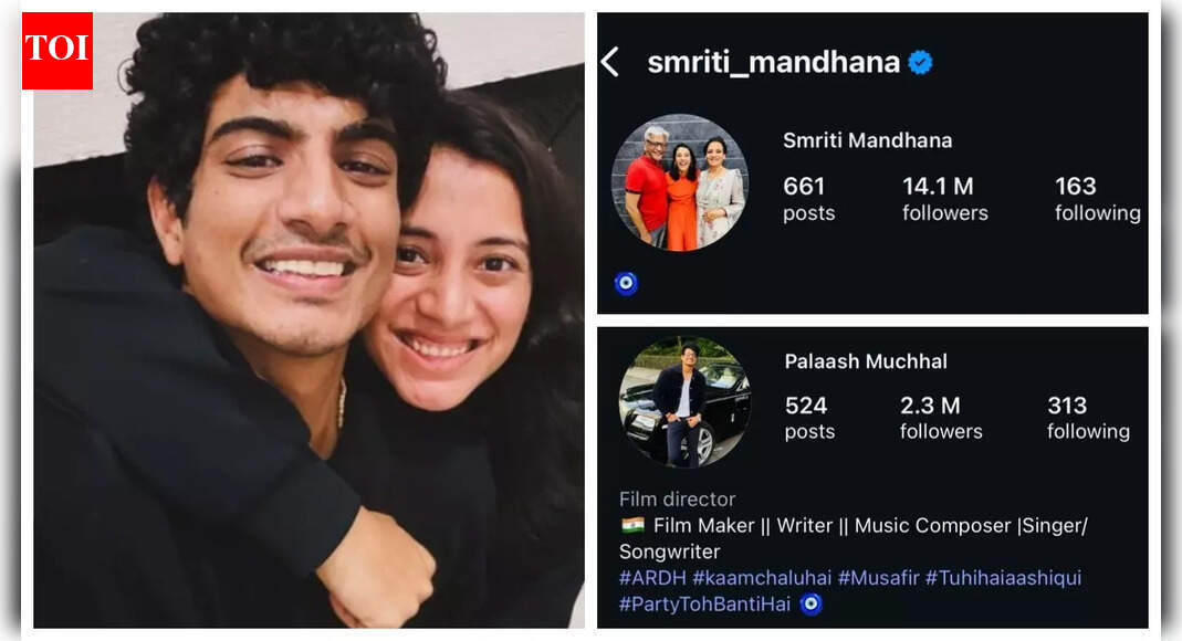 Palash Muchhal and Smriti Mandhana update their Instagram bios with ‘evil eye’ emojis after postponing wedding