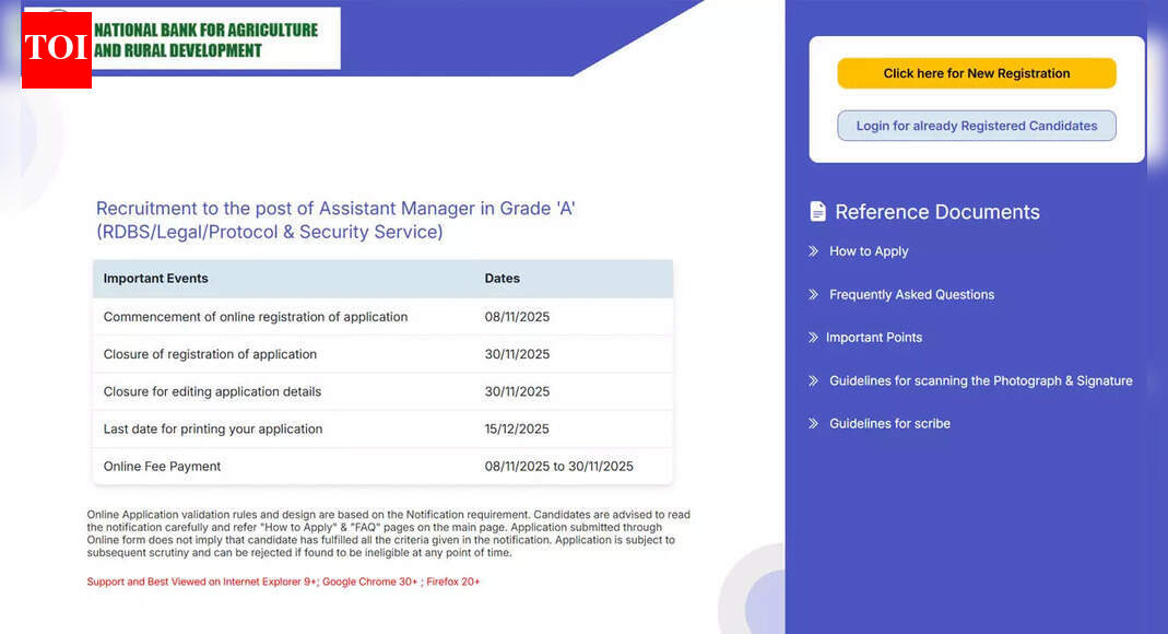 NABARD Grade ‘A’ assistant manager recruitment 2025: Apply online here before registration closes today at nabard.org