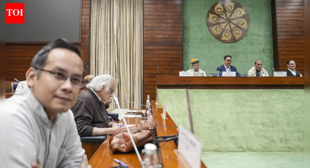 Ahead of Parliament’s Winter Session, an all-party meeting saw the Opposition demanding detailed discussions on national security, the “SIR” issue, pollution, farmers’ concerns, and democracy. They expressed worries about the government’s handling of key national matters and insisted on parliamentary debates. The government stated its readiness to listen to the Opposition’s concerns during the session. All-party meet (ANI image)  NEW DELHI: An all-party meeting was held on Sunday ahead of the Winter Session of Parliament. The Opposition demanded detailed discussions during the session and raised concerns over the government’s handling of key national matters.The Opposition sought debates on national security in the wake of the recent Delhi blast, the “SIR” issue, rising air pollution, farmers’ concerns, safeguarding democracy and foreign policy developments.The meeting was chaired by Parliamentary Affairs Minister Kiren Rijiju. Union ministers Rajnath Singh, Arjun Ram Meghwal and JP Nadda were also present.On the Opposition side, Congress MP Jairam Ramesh, TMC’s Kalyan Banerjee, Samajwadi Party MP Ram Gopal Yadav and AIADMK’s M Thambi Durai were among those attending.Congress deputy leader in the Lok Sabha Gaurav Gogoi said the party raised these issues at the meeting and insisted that Parliament must debate them. “It seems the government, under the leadership of the prime minister and the home minister, is looking to finish off India’s democracy and parliamentary traditions,” he said. Gogoi added that the Opposition wanted a discussion on national security, especially after the Delhi blast, and on “ensuring the purity of the voter list”. He also flagged economic security, saying farmers were still not receiving fair prices.On foreign policy, Gogoi said, “India is formulating its foreign policy on the basis of other countries. Someone does not like us buying oil from Russia. Another country is investing in its defence and we are not ready.” He said the Opposition was united and would not allow Parliament to be used only to “sing paeans of just one person”.On the upcoming Winter Session of Parliament, Congress MP Pramod Tiwari also highlighted several issues the Opposition intends to raise.He also pointed to the schedule of parliamentary business and strategic meetings planned by the Opposition.“The SIR was conducted across the entire state in a very short span of time, which is impossible… Blasts have occurred in the capital. Prime Minister Modi’s foreign policies are completely lost. In addition, air pollution in Delhi and other states must be discussed in detail. We have a strategic meeting today at 6 pm, and the Business Advisory Committee meeting is happening at 4 pm. Let us see what is on the BJP’s agenda,” Tiwari said. DMK MP Tiruchi Siva said that all Opposition parties were unanimous in demanding discussion on the “SIR” issue during the session. CPI-M MP John Brittas said, “Delhi blast exposed govt; we want discussion on security issues.” He added that if Parliament faces disruptions, “it is full responsibility of government.”After the all-party meeting, Rijiju addressed concerns about the functioning of Parliament and the conduct of members during the Winter Session. He emphasized that the government was open to discussions and intended to ensure that all issues are debated within parliamentary rules. “No one said that the Parliament will not function or will not let it function. Some leaders said that they can create a ruckus in the House over SIR. I am saying this in a positive manner that we are ready to listen to the opposition…Parliament belongs to everyone; it belongs to the country. There is a method to discuss every issue in the Parliament. There are rules, there are conventions,” Rijiju said.Bills listed for the Winter SessionThe Winter Session will run from December 1 to 19 and include 15 sittings. Parliament is expected to take up major legislative and financial business.The Health Security and National Security Cess Bill, 2025 is likely to be introduced to impose a new cess aimed at improving the country’s health infrastructure and national security preparedness. The President has recommended its introduction under provisions applicable to Money Bills.The Manipur GST (Second Amendment) Bill, 2025 seeks to improve tax administration in the state, while the Central Excise (Amendment) Bill, 2025 proposes changes to modernise excise regulations on goods and industries.Other important proposals include amendments to the Insolvency and Bankruptcy Code, Corporate Laws, National Highways Act and the Arbitration and Conciliation Act, as well as the Higher Education Commission of India Bill, 2025, which aims to streamline higher education regulation. Maritime sector reforms including merchant shipping and port-related bills, are also expected to strengthen compliance with global standards.Parliament will also take up the first batch of Supplementary Demands for Grants for 2025-26 and the related Appropriation Bill. Private Members’ Bills are scheduled on December 5 and 19, with resolutions on December 12.About the AuthorTOI News DeskThe TOI News Desk comprises a dedicated and tireless team of journalists who operate around the clock to deliver the most current and comprehensive news and updates to the readers of The Times of India worldwide. With an unwavering commitment to excellence in journalism, our team is at the forefront of gathering, verifying, and presenting breaking news, in-depth analysis, and insightful reports on a wide range of topics. The TOI News Desk is your trusted source for staying informed and connected to the ever-evolving global landscape, ensuring that our readers are equipped with the latest developments that matter most.”Read MoreEnd of ArticleFollow Us On Social MediaVideosAirbus A320 Glitch: Ex-IAF Pilot Shows How ELAC 2 Fails In Real-Time Flight Simulation‘Can’t Make Someone Disappear’: Shashi Tharoor Calls Out Pakistan Over Imran Khan’s Death RumoursPolitics Increasingly ‘Trumps’ Economics: EAM Jaishankar’s Veiled Swipe At US Amid Trade Tensions4 Dead, 1 Injured As Fire Engulfs Four-Storey Building In South DelhiKashi Tamil Sangamam 4.0: 300 Varanasi Students To Visit Tamil Nadu As Centre Expands Tamil Outreach“Our Rashtra Built On Culture, Not Clashes”: RSS Chief’s Big Claim On Nationhood“Oppression Will Trigger Jihad”: Jamiat Chief’s Explosive Claim Stirs StormEAM Jaishankar Decodes Massive US China Power Shift And Global Realignment In Sharp Kolkata AddressImran Khan Isolation Sparks Fury As PTI Claims His Photo Could Transform Pak’s Political RealityDelhi Court Extends Anmol Bishnoi’s Custody; NIA Probes Gang-Terror Links123Photostories7 most bizarre food combinations from IndiaGujarat’s Rs 9.12cr Steel Bridge Project: What’s New After the CollapseNot just LDL cholesterol: Here are 6 biomarkers that can predict longevityKangana Ranaut’s rise from reel queen to fearless power playerFrom ‘Sholay’ to ‘The Burning Train’: Top 5 films starring Bollywood’s golden couple, Dharmendra and Hema Malini5 secret recipes guarded for decades and worth billionsM.S Umesh to Ravikumar Menon: A look at recent death in South Indian cinemaBollywood friendship films celebrating unbreakable bonds and lasting memoriesFrom ‘Bhabiji Ghar Par Hai’ exit to explosive allegations against Siddharth Shukla: Times when Shilpa Shinde make headlineAmitabh Bachchan, Salman Khan, and Akshay Kumar: Bollywood stars who consider Dharmendra their ultimate inspiration123Hot PicksDelhi AQI TodayCyclone DitwahWorld NewsGold rate todaySilver rate todayPublic Holidays NovemberBank Holidays NovemberTop TrendingGiannis AntetokounmpoBo BichetteED SheeranMLB Trade RumorsStefon diggsSouth Delhi SuicideBike Driver Account Udaipur EDAyesha CurryFuzzy ZoellerJammie Booker