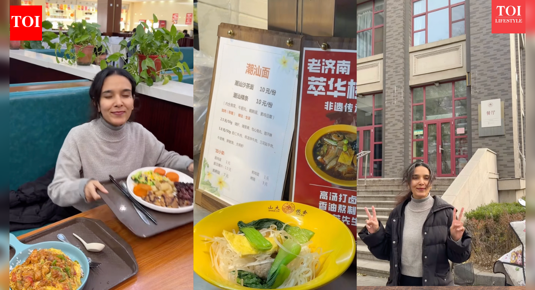 Indian student shares visuals of world class government canteen with free drinks, international food all at Rs 250
