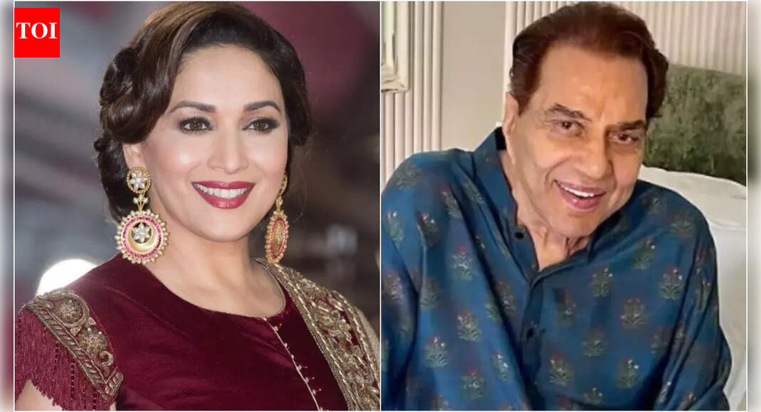 Madhuri Dixit remembers Dharmendra, saying, ‘He’s always been gracious, down-to-earth, and so handsome’