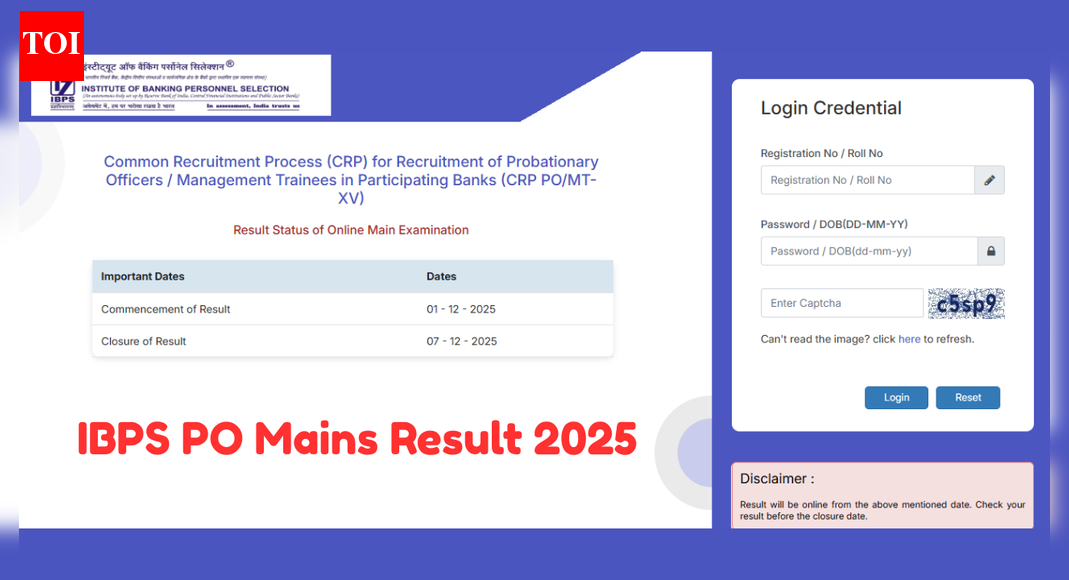 IBPS PO Mains result 2025 declared at ibps.in: Direct link to check scores, next steps for candidates here