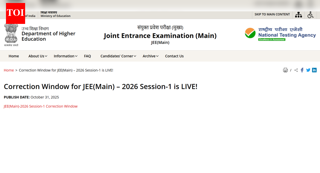 JEE Main Session 1 correction window closes today: Direct link to modify registration details here