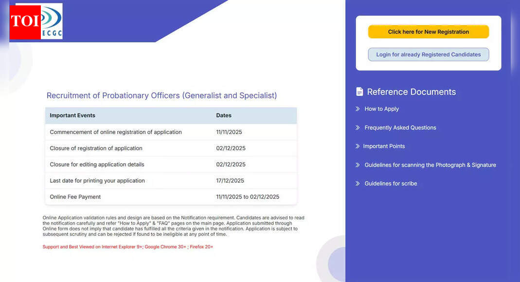 ECGC PO Recruitment 2025: Last date to apply for Probationary Officer posts today; apply here