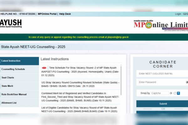 MP AYUSH NEET UG counselling 2025: Stray vacancy round 2 schedule released; check details here
