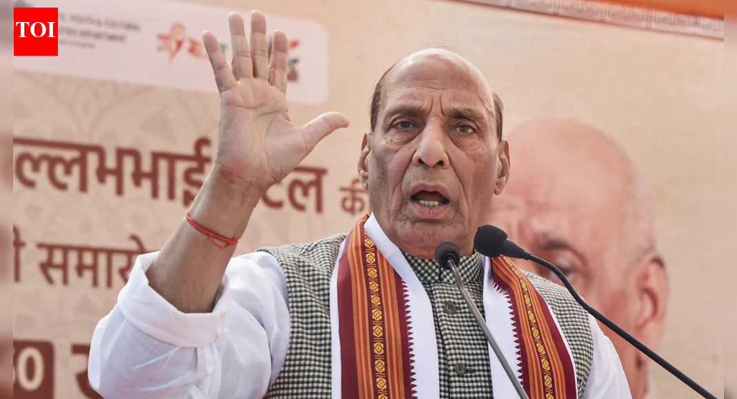 Defense minister Rajnath Singh highlighted Operation Sindoor as a firm response to those ignoring peace, drawing parallels with Sardar Vallabhbhai Patel’s decisive leadership. He praised the armed forces and emphasized the government’s commitment to Patel’s vision of a united India, citing Article 370’s abrogation and strengthened indigenous defence capabilities. File photo: Defense minister Rajnath Singh (Picture credit: PTI) NEW DELHI: Defense minister Rajnath Singh on Tuesday said Operation Sindoor had sent a clear signal that India responds firmly when pushed, drawing a parallel between the government’s action against terrorism and the decisive leadership of Sardar Vallabhbhai Patel. Speaking at the ‘Sardar Sabha’ in Vadodara’s Sadhli village during the Unity March organised to mark Patel’s 150th birth anniversary, he said the operation demonstrated India’s ability to act when peace efforts are ignored.”India showed the world through Operation Sindoor that it is capable of giving a befitting reply to those who do not understand the language of peace and goodwill”, Singh said, as quoted by news agency PTI.Singh praised the armed forces for the success of the mission, stating that “the world is today acknowledging the bravery and capabilities of Indian soldiers.” He added that Patel too believed in dialogue but did not hesitate to take a hard line when required, recalling his role in Hyderabad’s merger. According to him, the present government had upheld the same value through Operation Sindoor, which is “being discussed not only on Indian soil but also in other countries around the world”.The minister targeted former Prime Minister Jawaharlal Nehru over the Babri Masjid issue, saying Nehru intended to construct it using public funds, a proposal prevented by Patel. Singh said Patel had also clarified that the restoration of the Somnath Temple was different because the Rs 30 lakh required had been contributed by ordinary citizens. “Similarly, the government didn’t give a single rupee to construct the Ram Temple in Ayodhya,” he said, calling it an example of “real secularism”.Singh said the Modi government had strengthened Patel’s vision of a united India, citing the removal of Article 370. He argued that if Patel’s approach had been followed during the accession of Kashmir, the issue would not have lingered for decades. He also criticised attempts by earlier governments to minimise Patel’s legacy, claiming that even memorial funds raised by people were redirected on Nehru’s instructions. He questioned why Patel was not given the Bharat Ratna at the time, noting that Prime Minister Narendra Modi later honoured him through the Statue of Unity.Emphasising national security and defense modernisation, Singh said Patel had long pushed for indigenous capability — an approach the current government is pursuing through Make in India. India aims to achieve defense production worth Rs 3 lakh crore and exports of Rs 50,000 crore by 2029, he said, highlighting that defense exports had risen nearly 34-fold in 11 years.He also spoke of the proposed Constitution (130th Amendment) Bill 2025, which seeks ethical conduct from those in high office, providing for automatic removal if a person arrested on serious charges does not secure bail within 30 days. Singh said Patel himself cared little for position, recalling that he stepped aside in 1946 on Mahatma Gandhi’s advice, allowing Nehru to become Congress president despite having majority backing.Senior leaders, including Punjab governor Gulab Chand Kataria and Uttarakhand chief minister Pushkar Singh Dhami, also attended the event.About the AuthorTOI News DeskThe TOI News Desk comprises a dedicated and tireless team of journalists who operate around the clock to deliver the most current and comprehensive news and updates to the readers of The Times of India worldwide. With an unwavering commitment to excellence in journalism, our team is at the forefront of gathering, verifying, and presenting breaking news, in-depth analysis, and insightful reports on a wide range of topics. The TOI News Desk is your trusted source for staying informed and connected to the ever-evolving global landscape, ensuring that our readers are equipped with the latest developments that matter most.”Read MoreEnd of ArticleFollow Us On Social MediaVideosChina’s Condom Tax Shocks the World Amid Birthrate Drop as India Surges Ahead in Population RankingsPakistan Sparks Controversy With Expired Relief Claims As India Rejects Airspace Allegation StronglyCentre Signals Willingness to Discuss SIR, Asks Opposition Not to Set TimelinePakistan’s Adiala Jail To Open Gate To Imran Khan’s Sister After PTI Fury Forces Sharif, MunirRussia Confirms Su-57 Fighter Jets, S-400 Deal On Agenda Ahead of Vladimir Putin’s India VisitCapt Shubhanshu Shares What India Can Learn from ISS SuccessesKremlin Praises PM Modi’s Ukraine Approach, Calls India A Trusted Partner Ahead of Putin’s Key Visit’We Are United…Will Go To Delhi If High Command Calls’: Siddaramaiah, Shivakumar After MeetingRajasthan Police Nab Punjab Resident For Sharing Sensitive Army Details With ISI HandlersWhy Did Pakistan Navy Stay Out During Operation Sindoor: Indian Navy Chief Reveals Stunning Details123Photostories6 best foods for kidneys as per top gastroenterologistAhaan Panday to Vicky Kaushal: 5-star-approved looks that are stealing today’s spotlight5 things people with powerful intuition do without realising itRanveer Singh controversies: From ‘Kantara’ row to AIB podcast backlash, times the ‘Dhurandhar’ actor made headlines for wrong reasonsShraddha Arya finally reveals her twins’ Siya and Shaurya’s faces as they turn one; treats fans to photos from the cosy birthday partyNostalgic Indian baby names that are perfect for Gen Alpha kidsHema Malini, Rani Mukerji, Sridevi: Actresses who worked with both father and son duo onscreen9 exciting road trips to take in India based on your birth date10 relationship rules we should stop following in 2025Daily fitness in 15 minutes: 7-day busy schedule workout plan that actually works123Hot PicksParliament Winter SessionCyclone DitwahWorld NewsGold rate todaySilver rate todayPublic Holidays NovemberBank Holidays NovemberTop TrendingCardi BIPL AuctionShedeur SandersDrake MayeGold Price PredictionImran Khan ProtestWWE Raw HighlightsIND vs SA 2nd ODI TimeTom BradySmriti Mandhana