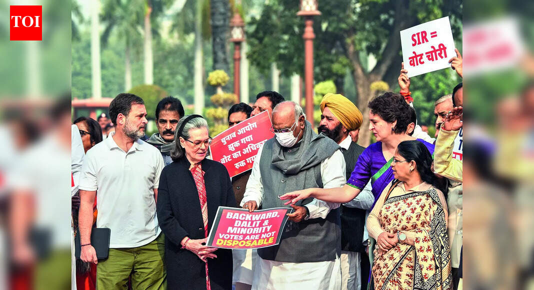 NEW DELHI: The govt Tuesday relented to opposition parties’ unanimous demand for a debate in Parliament on SIR, albeit under the broader subject of election reforms, as the two sides reached an agreement to rule out the grim prospect of another session washout.The govt prevailed on the opposition to first take up a discussion on Vande Mataram in Lok Sabha on Dec 8. The debate on election reforms will take place on Dec 9, parliamentary affairs minister Kiren Rijiju said, adding that 10 hours each have been allotted for the two debates, with the possibility of extension. Sources said PM Narendra Modi is expected to initiate the special discussion on the 150th anniversary of India’s national song, an innate component of the governing BJP’s cultural agenda.Though the debate will be held under the anodyne head of “electoral reforms”, it will focus on the special intensive revision (SIR) of electoral rolls, pitting opposition’s “vote chori” charge against the governing side’s “protection of infiltrators for vote bank considerations” accusation.The breakthrough was reached at a meeting of floor leaders of all parties with Speaker Om Birla after the opposition’s disruptions to push its demand led to the adjournment of LS, like it did on Monday, the first day of Parliament’s winter sessionCong slams govt ‘arrogance’, Rijiju blames oppn for logjamOpposition parties staged a walkout from Rajya Sabha after Kiren Rijiju conveyed the govt’s willingness for the discussion, but offered no timing and proposed that the Vande Mataram debate be taken up first.He said, “Vande Mataram is a matter related to our freedom struggle. Matters related to electoral reforms are also extremely important. Considering that opposition parties have united to raise one issue, the govt is ready to take up a discussion, but to have it before the discussion on Vande Mataram may not be appropriate.”Opposition MPs demanded prioritising the SIR debate as “people are dying”, with Leader of Opposition in RS Mallikarjun Kharge jabbing the govt by saying, “Vande Mataram comes from us not from them”. To this, RS chairman C P Radhakrishnan was quick to say, “Vande Mataram is for everyone”.As the deadlock was broken, Congress claimed a win, saying the govt’s arrogance had finally bowed to the unity of opposition parties. Its chief whip in Lok Sabha Manickam Tagore said, “One full monsoon session was washed out because of this. Two days of the winter session already wasted. Democracy is not a playground for diversion — it demands accountability.”Rijiju, however, blamed the opposition’s insistence on a debate on SIR for the logjam, insisting that the govt was always open to a discussion on a subject with wider scope. SIR is an administrative work of Election Commission, an autonomous body, that cannot be discussed in Parliament, but the legislature can always cover the agenda of election reforms, he told reporters.During its meetings with the govt as the winter session began, the opposition had proposed that a discussion can be taken up under any subject with wider dimensions that will allow it to speak on the ongoing SIR and the govt had agreed to consider its demand. The opposition is up in arms against the ongoing SIR in 12 states and UTs, including WB and TN where its constituents are in office and polls are due in the first half of 2026, alleging suicides by BLOs due to workload and irregularities aimed at deleting votes of targeted segments of population.The governing NDA’s morale has received a big boost after notching up a big win in Bihar. The Congress-RJD-Left coalition had strongly opposed SIR in its campaign before the polling was announced, with Rahul Gandhi leading a long yatra alleging a BJP-EC nexus for “vote chori”. However, it failed to draw much traction and the combine slumped to one of the worst losses a vanquished coalition has ever suffered in Bihar.End of ArticleFollow Us On Social MediaVideosNavy Chief Confirms India’S Third Nuclear-Powered Ballistic Missile Submarine Soon“Both ‘Rs Must Remember Responsibility”: Bjp Slams Rahul, Renuka Over ‘Dog’ RemarksNo More Disruptions: Lok Sabha to Debate Electoral Reforms Next Week’Imran Khan’s Health Stable, But Facing Mental Torture’, Claims Sister After Jail VisitChina’s Condom Tax Shocks the World Amid Birthrate Drop as India Surges Ahead in Population RankingsPakistan Sparks Controversy With Expired Relief Claims As India Rejects Airspace Allegation StronglyCentre Signals Willingness to Discuss SIR, Asks Opposition Not to Set TimelinePakistan’s Adiala Jail To Open Gate To Imran Khan’s Sister After PTI Fury Forces Sharif, MunirRussia Confirms Su-57 Fighter Jets, S-400 Deal On Agenda Ahead of Vladimir Putin’s India VisitCapt Shubhanshu Shares What India Can Learn from ISS Successes123PhotostoriesJennifer Lawrence’s fitness philosophy: 4 lessons to take from her realistic routine8 animals whose names start with the letter “S”Guava health benefits: 7 reasons why your daily plate needs this humble fruitExclusive – Bigg Boss 19’s Ashnoor Kaur addresses allegations of hitting Tanya Mittal during the task; bond with Abhishek Bajaj; says ‘There’s a platonic love between us’5 timeless quotes by Rumi that echo the true essenceof loveNature’s smartest travellers: 5 animals with homes on their backsFrom Cinnamon Tea to Methi Shots: 8 foods and drinks with proven heart benefitsShah Rukh Khan, Amitabh Bachchan, Rajinikanth: Actors who played both hero and villain in the same film9 lesser-known Biryanis from different parts of IndiaVictoria and David Beckham: Parenting secrets from one of the strongest celebrity couples123Hot PicksParliament Winter SessionCyclone DitwahWorld NewsGold rate todaySilver rate todayPublic Holidays NovemberBank Holidays NovemberTop TrendingNina Lin ControversyPaige BueckersShedeur SandersDrake MayeOdell Beckham JrStephen CurryJaxson DartGiannis AntetokounmpoCharlie Kirk ControversyYordan Alvarez Wife