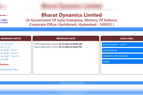 BDL Management Trainee Recruitment 2025: Registration begins at online.cbexams.com, direct link to apply here