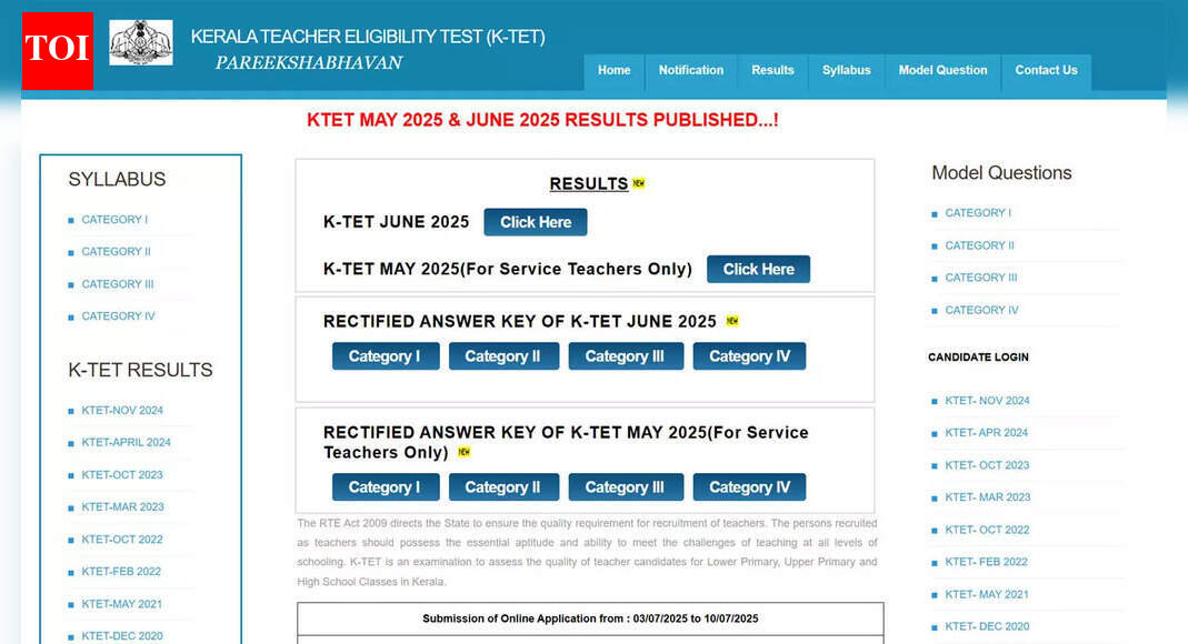 KTET May and June 2025 results out at ktet.kerala.gov.in; download here