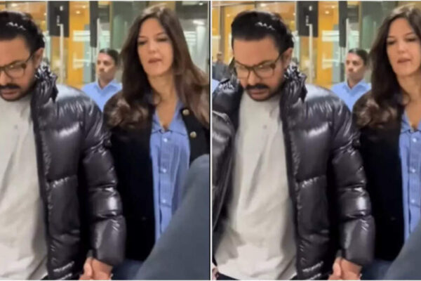 Aamir Khan and Gauri Spratt walk hand-in-hand at airport – watch video