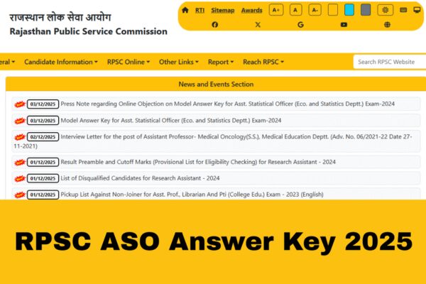 RPSC Assistant Statistical Officer 2025 answer key out: Check direct link, objection window details here