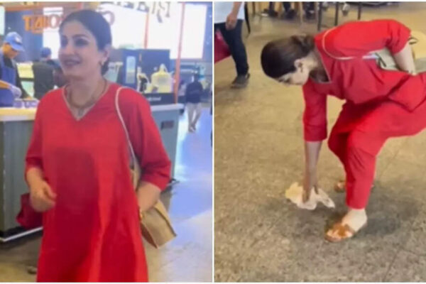 Raveena Tandon wins hearts after stopping to pick up litter at Mumbai airport; fans praise by commenting ‘respect button’: Watch VIRAL video