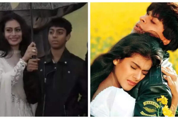 Shah Rukh Khan gushes over Kajol’s kids Yug and Nysa coincidentally dressing up as Raj and Simran for ‘DDLJ’ statue unveiling event