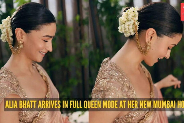 Alia Bhatt’s Mumbai home Griha Pravesh gets a glam upgrade with her ornamental tissue silk saree by Manish Malhotra |