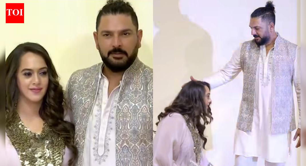 Yuvraj Singh’s sweet ‘aashirwad’ gesture after Hazel Keech fixes his outfit wins the internet | Hindi Movie News