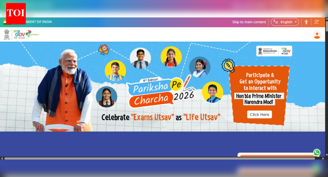 PM Modi Pariksha Pe Charcha 2026: Registration window opens; here’s how students, parents and teachers can apply