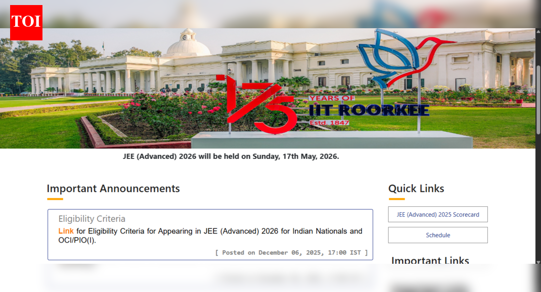 JEE Advanced 2026: IIT Roorkee releases five key eligibility requirements for candidates; check details here