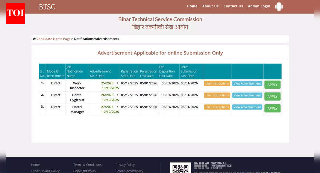 BTSC dental hygienist recruitment 2025: Apply online for 702 posts at btsc.bihar.gov.in; check details here