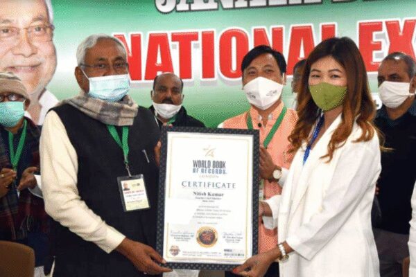 Bihar’s Chief Minister, Nitish Kumar, has received a prestigious accolade from the World Book of Records, London, acknowledging his exemplary political service and dedication to democracy. This achievement marks his historic tenth oath-taking as Chief Minister, a milestone that underscores both his resilience in governance and the confidence bestowed upon him by the citizens of Bihar. Photo credit: World Book of Records Bihar chief minister and JD(U) supremo Nitish Kumar has been officially recognised by the World Book of Records, London, for his “matchless contribution in politics” and for ‘strengthening democratic values’.Announcing the recognition on X on Friday, JD(U) national working president Sanjay Kumar Jha wrote “It is a matter of great joy and pride to share that the World Book of Records, London, has recognised the extraordinary milestone achieved by Hon’ble Chief Minister Shri @NitishKumar, who has taken oath as Chief Minister for the 10th time — a truly rare distinction in India’s democratic journey,”, adding that “The organisation’s commendation notes that this remarkable feat is a reflection of his unwavering public service, stable governance, and the enduring trust reposed in him by the people of Bihar. To lead a state across ten terms is not merely a personal achievement; it stands as a historic moment for Bihar and a testament to its democratic strength.The World Book of Records has also conveyed its intention to formally include Shri Nitish Kumar’s name in its distinguished global listings to honour this unmatched accomplishment.A proud moment for Bihar and a tribute to a leader whose steady commitment continues to guide the state’s progress.”  Six Ways Nitish Kumar Proved ‘Tiger Abhi Zinda Hai’ As NDA Registers Big Win in Bihar Assembly Polls WBR India adjudicators Sanjoy Dolo and Radha Richisow formally presented the certificate of honour to Nitish Kumar in a ceremony organised by Santosh Shukla, Supreme Court advocate and president of the World Book of Records.According to a WBR press release on Friday, “Shri Nitish Kumar, Hon’ble Chief Minister, Bihar (India) has been felicitated by World Book of Records, London for being Chief Minister of Bihar (India) for 04 terms with Matchless Contribution in Politics to Strengthen Democratic Values. The Certificate of Honour was presented to Shri Nitish Kumar (Hon’ble Chief Minister, Bihar) by Mr. Sanjoy Dolo (Adjudicator, WBR – India) and Ms. Radha Richisow (Adjudicator, WBR – India). This was informed by Shri Santosh Shukla, Supreme Court, Advocate (President, World Book of Records). On being recognized by World Book of Records, Shri Nitish Kumar was congratulated by Shri Virendra Sharma (Member of Parliament, England), Dr. Diwakar Sukul (Chairman, World Book of Records, London), Shri Santosh Shukla (President, World Book of Records) and other dignitaries from international scenario.”Nitish Kumar recently took the oath as Bihar chief minister for the 10th time after winning the Bihar assembly elections on November 20. Kumar has served over 19 years and three months in office since first assuming charge on March 3, 2000. His initial term lasted only seven days after failing to secure a majority, but he went on to become Bihar’s longest-serving chief minister, and known for the highest number of swearing‑in ceremonies (10 oaths) over a 25‑year span, a feat unmatched in Indian politics.About the AuthorTOI News DeskThe TOI News Desk comprises a dedicated and tireless team of journalists who operate around the clock to deliver the most current and comprehensive news and updates to the readers of The Times of India worldwide. With an unwavering commitment to excellence in journalism, our team is at the forefront of gathering, verifying, and presenting breaking news, in-depth analysis, and insightful reports on a wide range of topics. The TOI News Desk is your trusted source for staying informed and connected to the ever-evolving global landscape, ensuring that our readers are equipped with the latest developments that matter most.”Read MoreEnd of ArticleFollow Us On Social MediaVideos’I Regret That…’: Congress MP Shashi Tharoor On No Invite To Rahul, Kharge For Putin DinnerGoa: 23 Killed In Arpora Nightclub Fire; Cylinder Blast Suspected, CM Sawant Vows Strict Action’Maligning Hindu Way Of Life’: PM Modi Calls Out Colonial Mindset Over ‘Hindu Rate Of Growth’ LabelUP CM Yogi Slams Parties ‘Insulting Babasaheb’s Legacy’, Announces Security For Ambedkar Statues’Engaging Atmosphere Reigned’: Shashi Tharoor After State Dinner With Russian President Putin’Sab Jagah Pohchenge’: Yogi Adityanath On What’s Next After Ram Temple, ‘Kashi-Mathura’ Slogan’Black Day’: Owaisi Targets Modi Govt, Questions Acquittals In Babri Masjid Demolition CasePutin Dinner Snub Triggers War of Word: Priyanka Chaturvedi Slams ‘Petty’ Politics, BJP Blasts RahulHow Russia May Open Central Asia For India As West Pushes Harder: Kugelman Explains The Power ShiftAviation Meltdown Escalates As IndiGo Cancels 400 Flights And Government Enforces Fare Controls123PhotostoriesShort, modern and meaningful unisex baby namesKerala actress assault case: 8-year timeline of the trial; Dileep awaits verdict in historic courtroom battleHow to know if your heart is healthy: Simple checks you can do at home5 sleep secrets that transform student performance: What science really saysPowerful mythological names for babies born on SundayYour soul purpose as per your birth month; goosebumps guaranteed!Explore the other wild South: Tamil Nadu’s 6 little-known wildlife sanctuaries to visit4 vitamins that boost brain power, foods rich in them, and a super easy multivitamin drink recipe5 snakes so beautiful that you won’t be able to look awayNutrition fact of the day: Green tea boosts metabolism and helps burn fat more efficiently123Hot PicksIndigo Flight DelayPutin India VisitWorld NewsGold rate todaySilver rate todayPublic Holidays NovemberBank Holidays NovemberTop TrendingGautam GambhirThe God Slayer Release DateRohit SharmaCandace OwensAryna Sabalenka Net WorthTim PoolAaron RodgersVirat KohliNarela Girl Sexually AssaultedBengaluru News