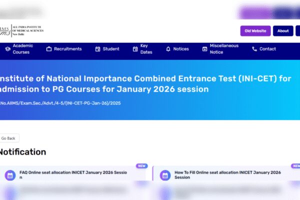 AIIMS INI CET January 2026 counselling registration begins: Check direct link to apply and key dates here