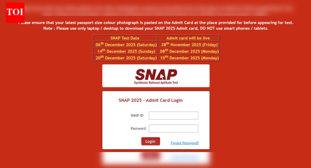 SNAP test 2 admit card 2025 released at snaptest.org: Direct link to download hall ticket here
