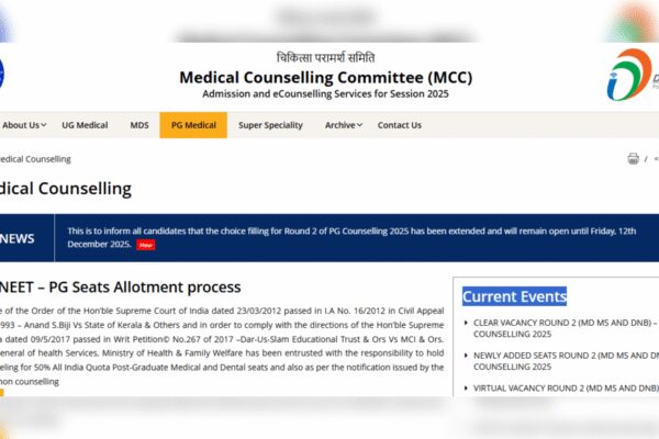 MCC NEET PG counselling 2025 round 2 choice filling deadline extended till this date: Check details here