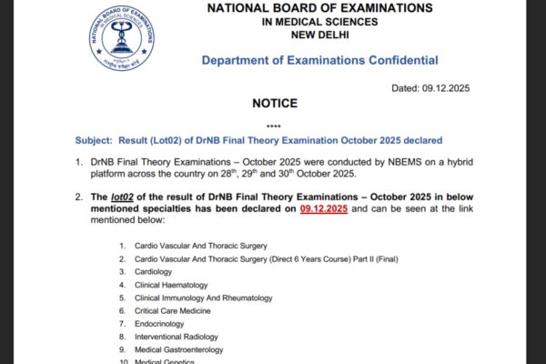 NBEMS DrNB lot 2 final theory result 2025: Direct link to download here