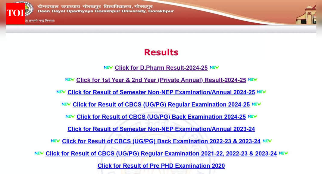 DDU result 2025: DDUGU D.Pharm 1st & 2nd year, CBCS UG, PG, semester non-NEP announced at ddugu.ac.in