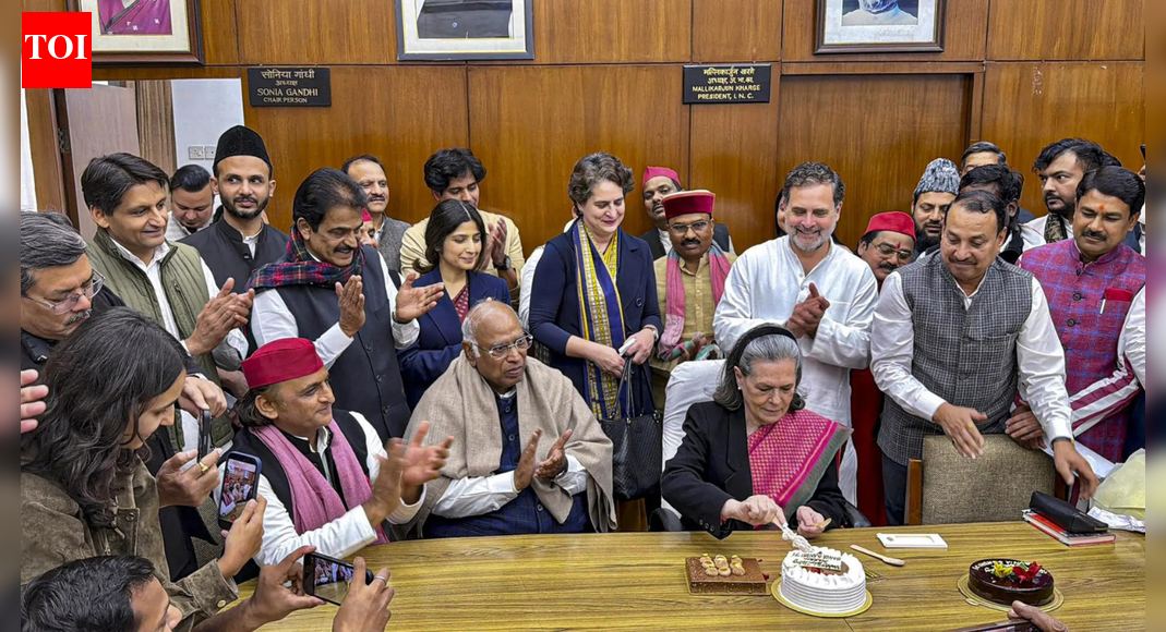 NEW DELHI: Veteran Congress leader Sonia Gandhi on Tuesday celebrated her 78th birthday inside the Parliament complex as the House discussed electoral reforms.Congress party shared images in a post on X, in which Sonia was seen cutting a cake in the Congress Parliamentary Party office as several Members of Parliament from INDIA bloc parties joined in.”Here’s to many more years of your wise leadership and dedicated service to the nation, Smt Sonia Gandhi ji. Members of Parliament extended birthday greetings to CPP Chairperson Smt Sonia Gandhi ji at the CPP Office, Parliament House,” the party said.When asked if she wants to convey any message to the people of the country, Sonia said, “Vande Mataram and Jai Hind”Additionally, Samajwadi Party chief Akhilesh Yadav also greeted Sonia, saying, “Heartfelt birthday greetings to Mrs Sonia Gandhi ji, along with endless good wishes for a healthy and active life!”Meanwhile, a Delhi court on Tuesday also issued a notice to Sonia Gandhi over the “illegal inclusion” of her name in the voter rolls of 1980-81.The petition stems from a complaint filed by advocate Vikas Tripathi, which the Magistrate had rejected at the threshold, holding that it lacked legal foundation and relied solely on uncertified photocopies of electoral records from 1980.The matter is now listed for further hearing on January 6, when the Sessions Court will continue examining the challenge to the Magistrate’s order dismissing the complaint at the threshold.About the AuthorTOI News DeskThe TOI News Desk comprises a dedicated and tireless team of journalists who operate around the clock to deliver the most current and comprehensive news and updates to the readers of The Times of India worldwide. With an unwavering commitment to excellence in journalism, our team is at the forefront of gathering, verifying, and presenting breaking news, in-depth analysis, and insightful reports on a wide range of topics. The TOI News Desk is your trusted source for staying informed and connected to the ever-evolving global landscape, ensuring that our readers are equipped with the latest developments that matter most.”Read MoreEnd of ArticleFollow Us On Social MediaVideosInterpol Blue Notice Explained: How CBI Tracks Absconding Luthra Brothers In Goa Nightclub Fire CaseIndia At The Centre: How The New US Security Blueprint Plans To Deepen Strategic Ties With DelhiBJP’s Nishikant Dubey Counters Rahul Gandhi, Accuses Cong Of Weakening India’s Key InstitutionsWhy Trump Accuses India Of Dumping Rice And What A New Tariff Shock Could Mean For Trade Relations’Vote Chori Is The Biggest Anti-National Act’: Rahul Gandhi Slams BJP In Lok Sabha’China…Trump…Economy’: Kharge Hits Out At PM Modi, Amit Shah In Rajya Sabha‘BJP Insulting Gandhi, Patel, Tagore’: Kharge Slams Amit Shah Over Vande Mataram & Nehru Claims’No Link To Bengal’: Amit Shah’s Fiery Speech on Vande Mataram, Blames Nehru, Indira of SabotageBJP’S Sanjay Jaiswal Thanks Rahul Gandhi For ‘Vote Chori’ Charge, Claims It Boosted NDA’S Bihar WinWhy India’s New Right To Disconnect Bill Could Transform Work Culture, Protect Millions From Burnout123Photostories5 touching quotes on love and relationships by Colleen Hoover10 things millennials grew up with that Gen Z can’t relate to8 under 10-minute protein-rich cheelas for office tiffinWedding ring designs: 5 best gold ring designs rooted in South Indian heritageBaby girl names inspired by sports personalities5 fruits that can boost collagen in your skinLesser-known facts about ‘Dhurandhar’ star Akshaye Khanna: the actor who almost married Karisma Kapoor and remained single at 5010 best places to celebrate New Year’s Eve in India for those who want to avoid crowdsBirch by Romeo Lane torn down: Photos of Luthra brothers’ demolished Goa nightclub8 healthy desi dishes that should be part of daily winter meals123Hot PicksCandace OwensCharlie KirkWorld NewsGold rate todaySilver rate todayPublic Holidays NovemberBank Holidays NovemberTop TrendingJalen HurtsDonald TrumpJEE Main New RecommendationsMariasharapova and Alexander Net worthAryna Sabalenka Net WorthAlix EarleRafael Nadal and Mery Net WorthCandace OwensTop US Colleges Co-OpProgramsF-1 students US