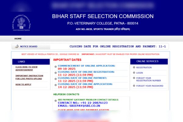 Bihar BSSC Sports Trainer recruitment 2025: Registration window closes soon for 379 posts; check direct link to apply and key details here