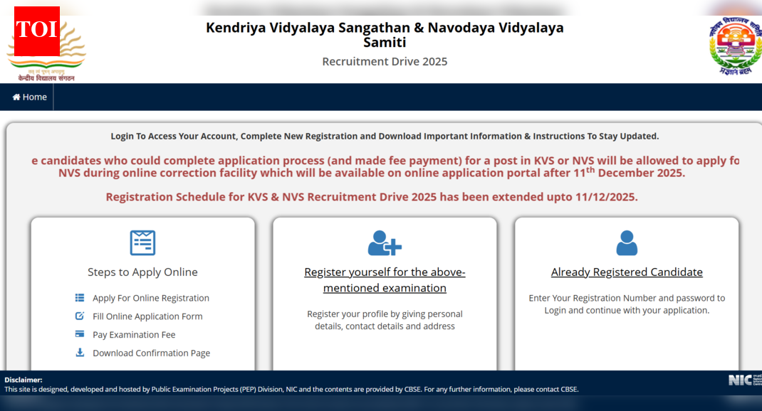 KVS, NVS 2025 registration window closing today: Check direct link to apply here