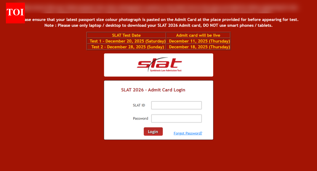 SLAT 2026 Test 1 admit card released: Check direct link, exam schedule released here