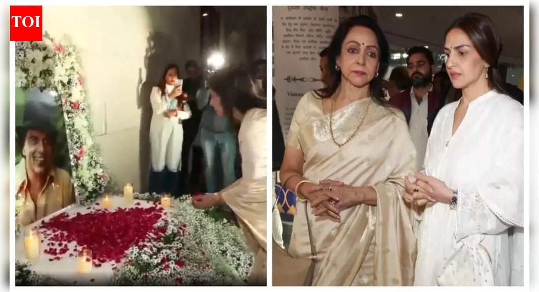 Dharmendra prayer meet: Hema Malini, daughters Esha Deol and Ahana Deol pay emotional tribute; Kangana Ranaut, Ravi Kishan and other politicians attend