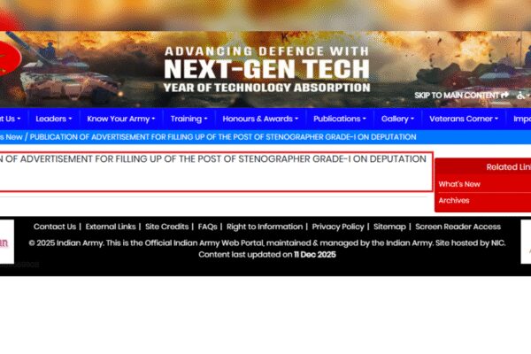 Indian Army Central Command invites applications for Stenographer Grade-I posts: Deputation-based vacancies announced