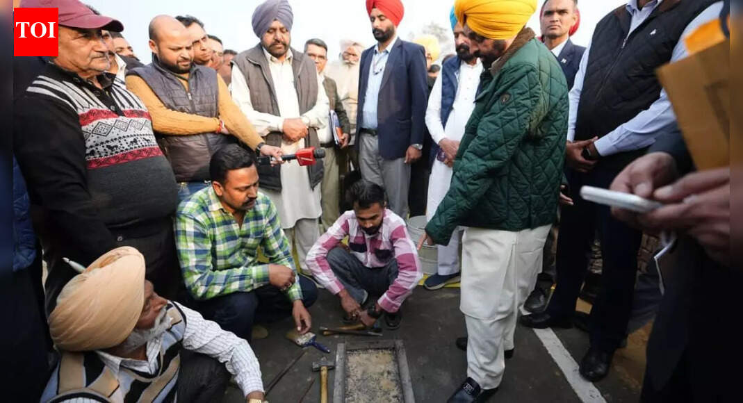 . NEW DELHI: Punjab chief minister Bhagwant Singh Mann on Thursday directed officials to issue a notice to a contractor and withhold payments after detecting irregularities in the construction of the Reetkheri Link Road in Patiala district. During a surprise inspection of the under-construction road, the chief minister noted that the project did not meet the stipulated weight parameters following a sampling test. He instructed officers to formally notify the contractor and suspend payments immediately. Mann also inspected ongoing work on Patiala-Sirhind Road in Patiala district and the Rurki-Reona Plan road in Fatehgarh Sahib district, asking that samples from these roads be tested in a laboratory. Mann said that random checks are being conducted to verify that construction materials and processes meet required standards. He also urged the public to monitor ongoing road works and report any irregularities, assuring strict action against contractors found to be violating standards.The chief minister further said that the Flying Squad is actively overseeing road quality, and following multiple complaints about substandard materials, contracts for certain contractors have been terminated. The state government has targeted the construction of 44,920 km of roads across Punjab by the end of next year, with an estimated cost of Rs 16,209 crore.End of ArticleFollow Us On Social MediaVideos’If They’re Happy, They Should Sign’: Goyal Responds To USTR’s ‘Best Offer Ever From India’ RemarkHow Bangladesh’s Feb 12 Vote Could Reshape India’s Northeast Access And Regional Power BalanceBJP Charges TMC MP of Smoking Inside Parliament After Giriraj-Sougata Face-off Over E-CigaretteExplained: Did Mexico Follow Trump’s Footsteps To Slap Tariff on India? Impact on Indian TradersKharge Hits Back As JP Nadda Slams Nehru, Congress Over Vande Mataram In Rajya SabhaSouth Asian Bloc Minus India? Why Pak’s Fresh Regional Pitch Fails On Economics, Politics, Geography‘Hands Were Trembling’: Rahul Gandhi Takes Sharp Dig At Amit Shah Over Ls AddressTrump’s  Million Gold Card Explained: What America’s Costliest Visa Means For Indian ApplicantsUS Clears 6 Million F-16 Upgrade For Pakistan, Sparking Major Strategic Ripples Across South AsiaGoa Club Owners Saurabh & Gaurav Luthra Arrested in Phuket After Deadly Fire123PhotostoriesSHE Travels: 7 road trips in India every woman who loves driving should experience onceNick Jonas’ journey with type 1 diabetes for two decades: Early signs to spot the diseaseShe entered Bollywood with fame in her blood and success at her feet, then one scandal altered her path foreverSuffering from high uric acid? Try this 6 foods from your kitchen counter as recommended by Ayurveda5 fashion brands owned by royal Indian families you probably didn’t know aboutNot losing weight despite working out? 4 factors might be affecting your metabolism10 quick Korean phrases you can learn before you land in KoreaAre Khalid Al Ameri and Sunainaa Yella getting married? Inside the love story Instagram tried to soft-launch8 types of comforting Chaats to enjoy during winterPriyanka Chopra to Katrina Kaif: Decoding bridal jewellery of Bollywood actresses that belongs in your wedding vanity123Hot PicksUS Pakistan DealTrump Gold CardSpiceJet FlightGold rate todaySilver rate todayPublic Holidays NovemberBank Holidays NovemberTop TrendingSherrone MooreIsaiah RiderStephen CurryAdrian MorejonLebron JamesOlivia DunneTroy AikmanBengaluru CrimePaige Shiver Net WorthGabrielle Union