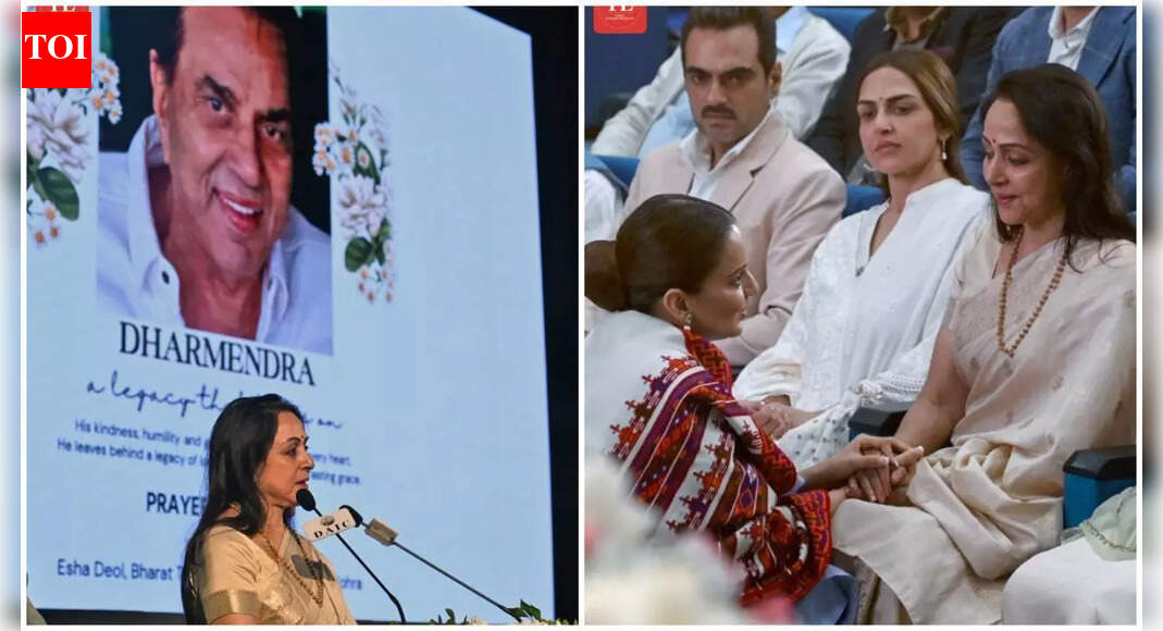 Hema Malini breaks down remembering Dharmendra at prayer meet, ‘Woh mere liye ek bohot hi samarpeet jeevansaathi baney’