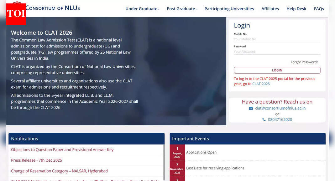 CLAT 2026 answer key challenge window closes 5 pm today as NLUs revise objection fees; apply here